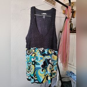 INC Silk and Cotton Crochet Tank Top